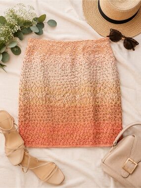 Anthropologie x HD in Paris Size 8 Ombré Floral Embroidered Skirt Summer